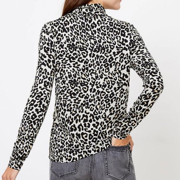 Loft Modern Turtleneck Polka Dot Cat Animal Print - Picture 3 of 4